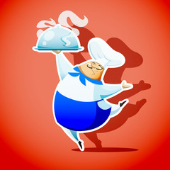 Chief cook serving a delicious dish