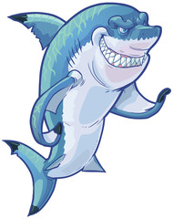 Obraz premium Mean Gesturing Shark Mascot Vector Cartoon Clip Art Illustration
