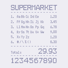 Supermarket bill font