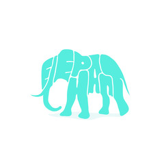 Illustration of an elephant painted the word 