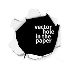 Vector hole in the paper isolated on white background - obrazy, fototapety, plakaty