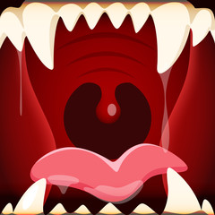 Vector illustration of cartoon open mouth with a huge and terrif