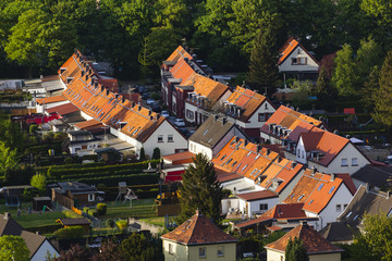 High angle view of little village