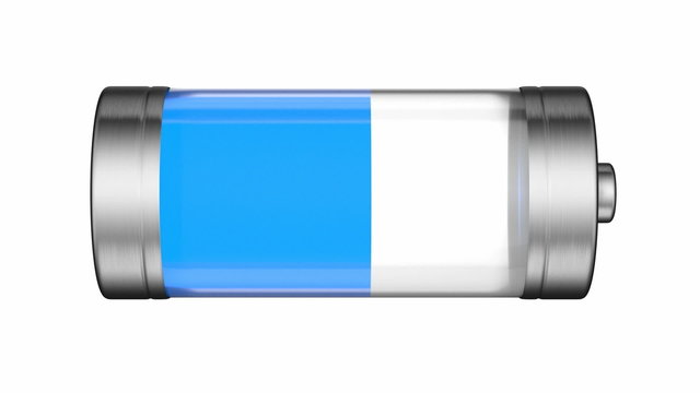 Battery with a blue charge indicator