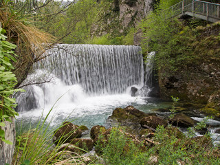 Beautiful spring Waterfall near Equi Term, Lunigiana, Italy.