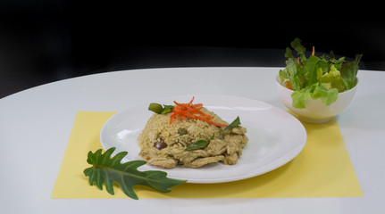 Green curry fried rice set