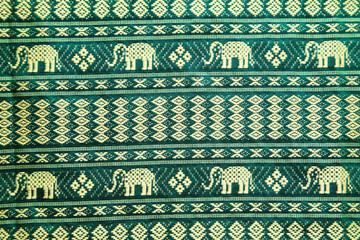 thai style elephant pattern silk textile