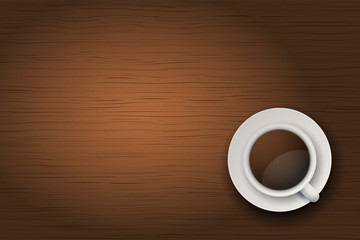 Cup of coffee or tea on the table dark wood
