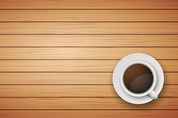 Cup of coffee or tea on the table dark wood