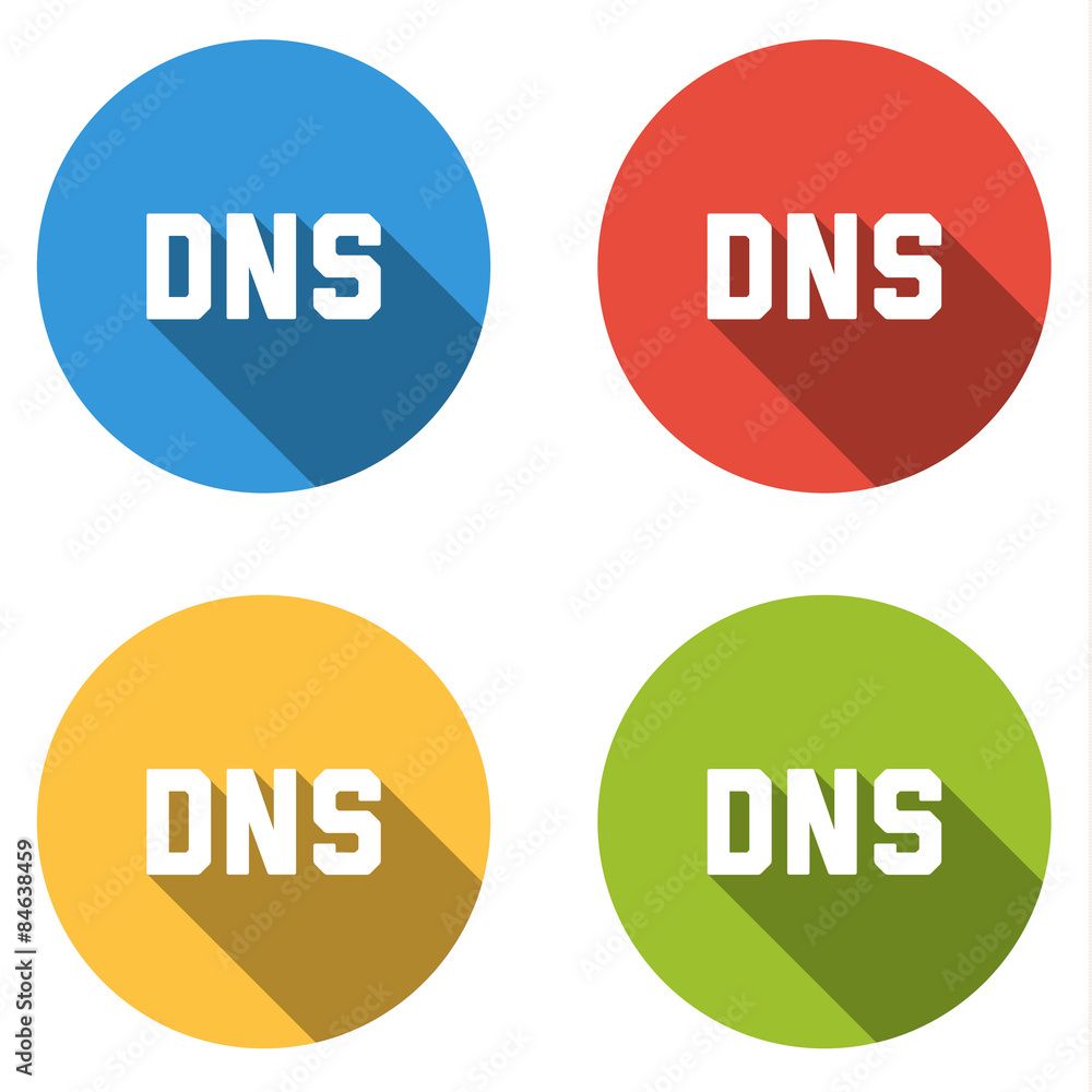 Poster collection of 4 isolated flat buttons for dns