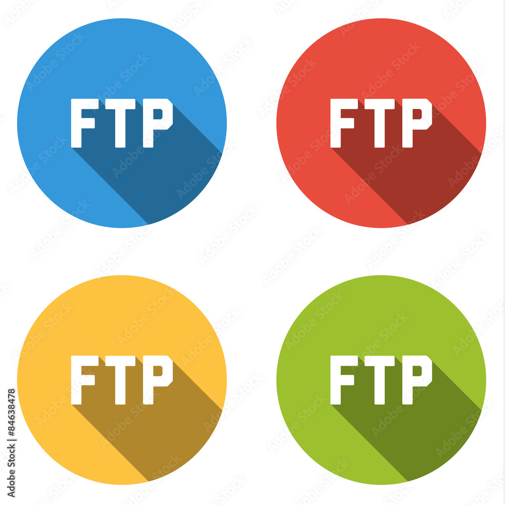 Poster collection of 4 isolated flat buttons for ftp