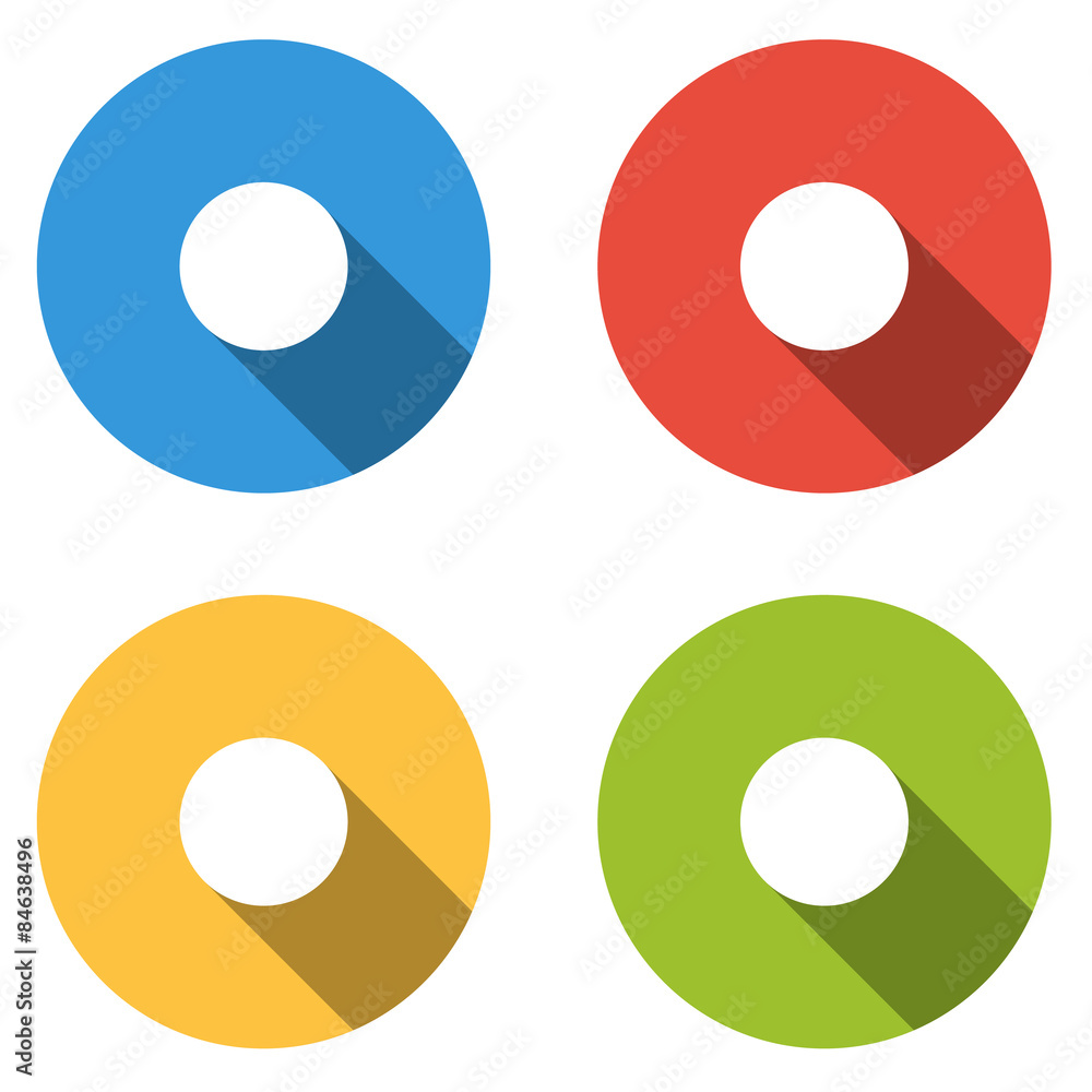 Poster collection of 4 isolated flat buttons for record