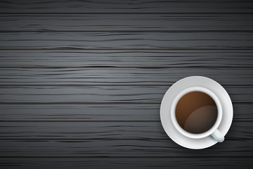 Cup of coffee or tea on the table dark wood