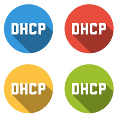 Collection of 4 isolated flat buttons for DHCP