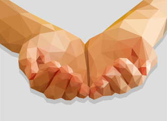 hands cupped empty polygon low poly isolated on a gray backgroun - 84640451