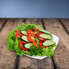 Salad, Vegetable, Fruit.