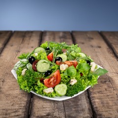 Salad, green, feta.