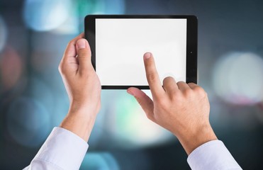 Human Hand, Digital Tablet, Touching.