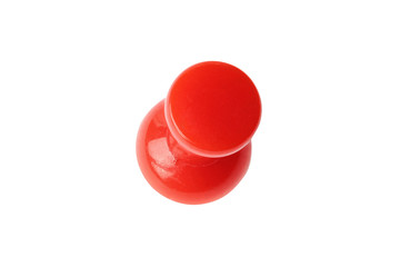 Isolated red drawing pin top view