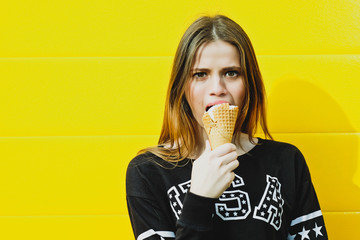 young hipster girl with  ice-cream