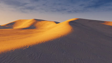 Fototapeta na wymiar Sandy desert at evening time