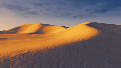 Fototapeta na wymiar Sandy dunes at evening time