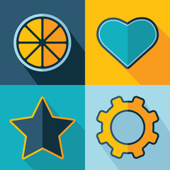 Obraz premium Vector orange heart star gear icons