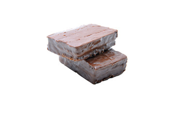two pieces delicious chocolate bar isolated on white background