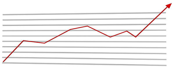 Fototapeta na wymiar Diagram with red arrow up. Vector illustration
