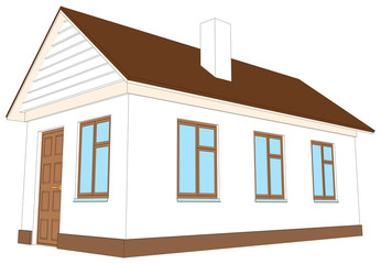 White house with chimney. Vector illustration