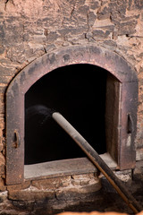 Close view of the factory oven to cook mud bricks.