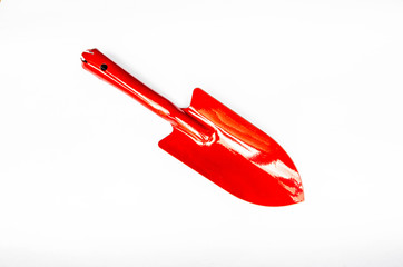 Garden trowel, red color
