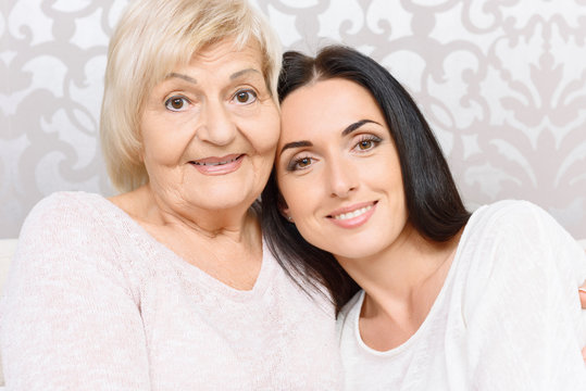 Close up of granny and granddaughter together