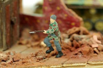 angriffsszene innerhalb eines dioramas