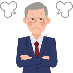 ビジネスマン　シニア　怒る