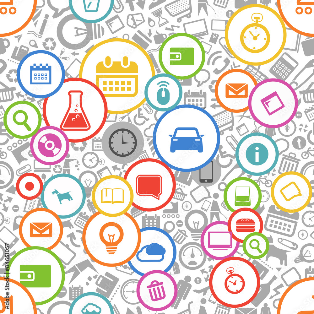 Aufkleber seamless background of different web icons