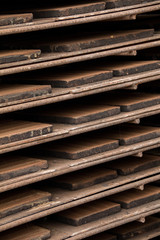 Interior view of the factory of traditional mud brick production.