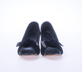 shoe. black colour fashion woman shoes on a background.