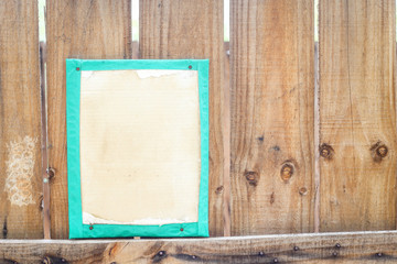 frame of paper sheet on wood