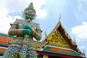 Fototapeta premium Giant at Emerald Buddha temple, Bangkok, Thailand.