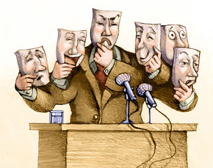 leader political illustration conceptual cartoon  - obrazy, fototapety, plakaty