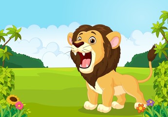 Obraz na płótnie Canvas Cartoon lion roaring illustration