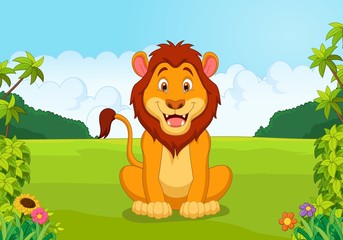 Obraz na płótnie Canvas Cartoon happy lion 