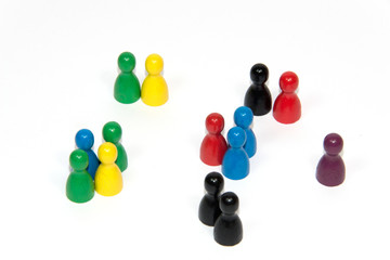 assorted pawns standing in clusters