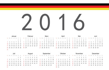 German 2016 year vector calendar
