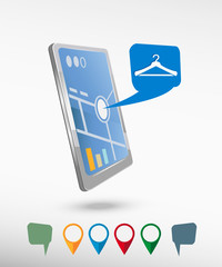 Hanger icon and perspective smartphone vector realistic