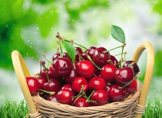 Cherry, Basket, Fruit.
