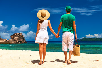 Couple on a beach at Seychelles