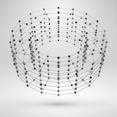 Fototapeta premium 3D Torus with Lines and Dots. Vector Wireframe Polygonal Element