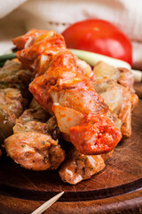 Grilling shashlik.